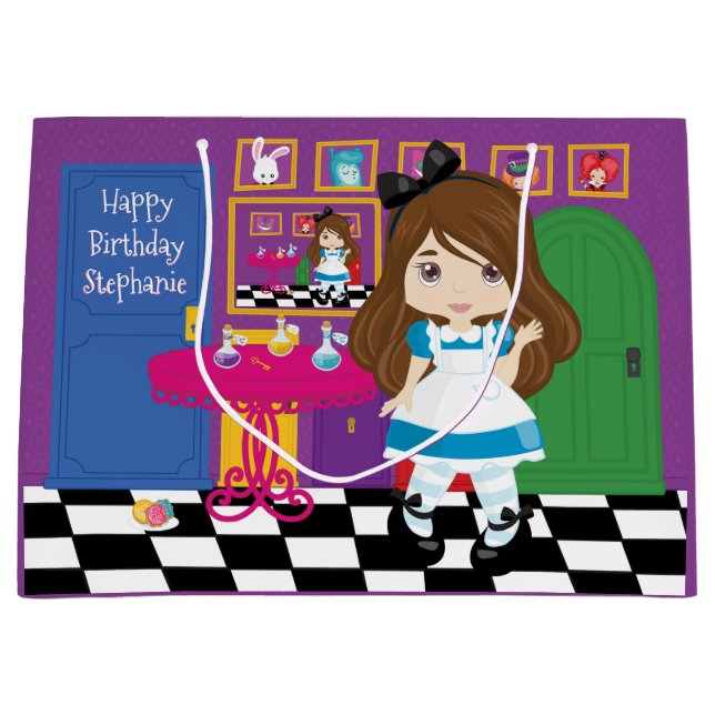 Sacola Para Presentes Grande Brunette Alice - Beba-Me Grande Saco De Presente (Frente)