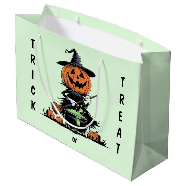 Sacola Para Presentes Grande Bruxa de Abóbora (Verso inclinado)