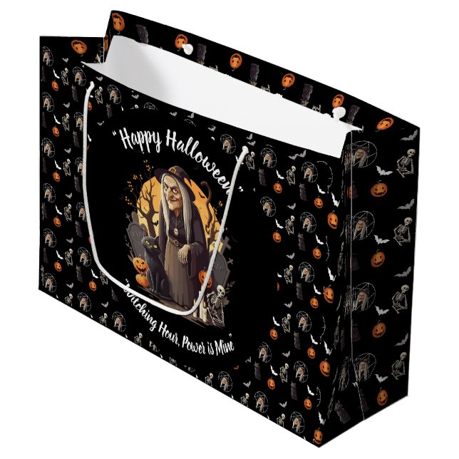 Sacola Para Presentes Grande Bruxa Spooky Halloween Bag 🎃 🧙 ‍ ♀️ (Frente inclinada)