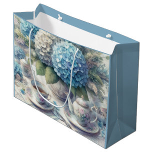 Sacola Para Presentes Grande Bule e Hydrangea Blue Bag