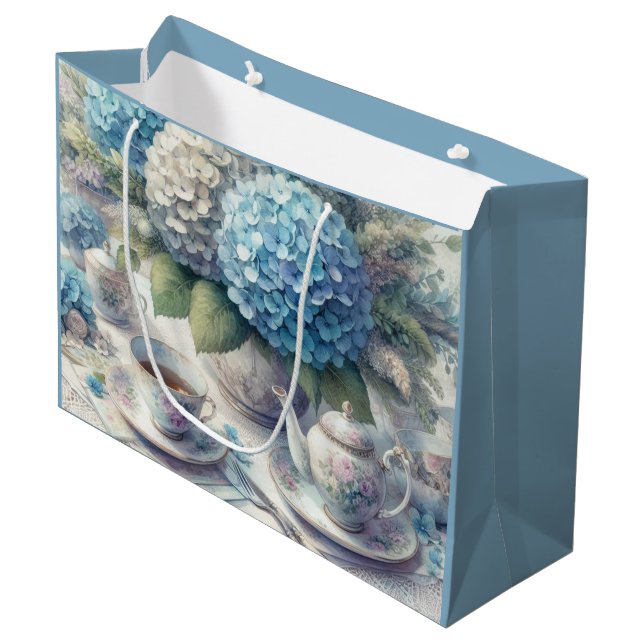 Sacola Para Presentes Grande Bule e Hydrangea Blue Bag (Frente inclinada)