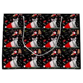 Sacola Para Presentes Grande Bulldog Francês Puppia no Padrão de Chapéu dos Pap