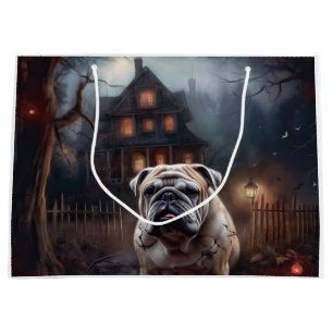Sacola Para Presentes Grande Bulldog Halloween Scary