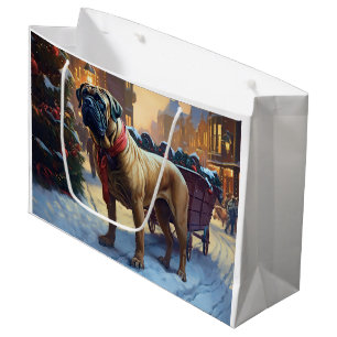 Sacola Para Presentes Grande Bullmastiff Natal Festivo