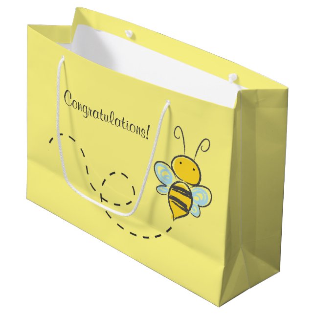 Sacola Para Presentes Grande Bumble Bee Amarelo Personalizado (Frente inclinada)