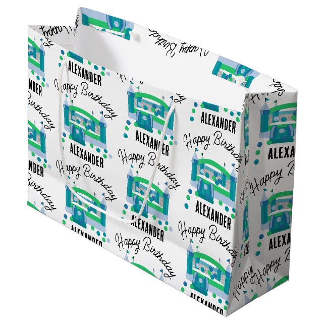 Sacola Para Presentes Grande Bunt House Jumping Castle Birthday (Frente inclinada)