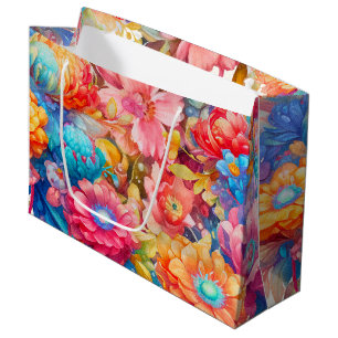 Sacola Para Presentes Grande Buquê De Flores De Verão, Whimsic Boho