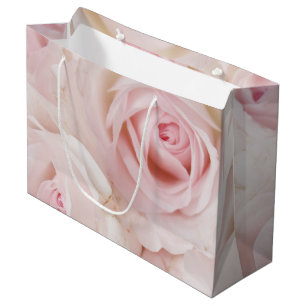 Sacola Para Presentes Grande Buquê Elegante de Rosas Rosa Vintage