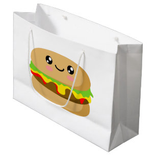 Sacola Para Presentes Grande Burger Kawaii