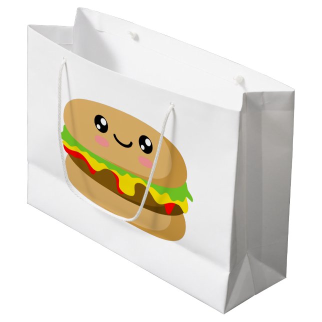 Sacola Para Presentes Grande Burger Kawaii (Frente inclinada)