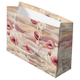 Sacola Para Presentes Grande Burgundy Creme Blush Floral Chá de Noiva