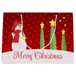 Sacola Para Presentes Grande Burgundy Festivo Snowman