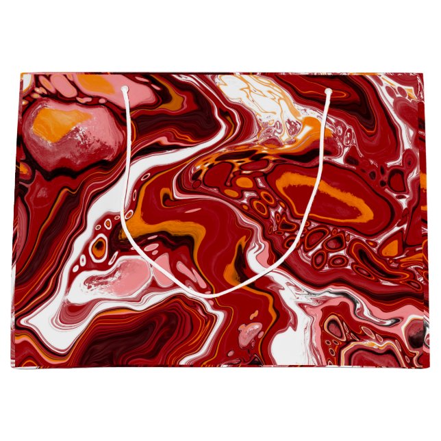 Sacola Para Presentes Grande Burgundy White Digital Fluid Art (Frente)