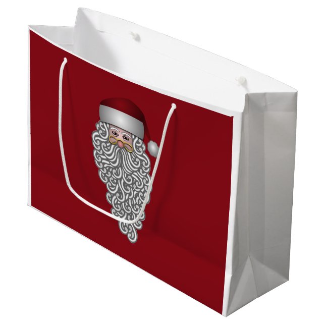 Sacola Para Presentes Grande Cabeça papai noel com Barba Curva (Frente inclinada)