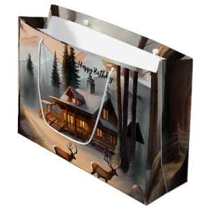 Sacola Para Presentes Grande Cabina de Cadeias de Aquarelas Russas da Terra