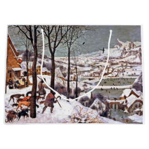 Sacola Para Presentes Grande Caçadores na neve, Pieter Bruegel, o Velho