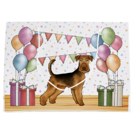 Sacola Para Presentes Grande Cachorro Airedale Terrier Com Cores Pastel Anivers