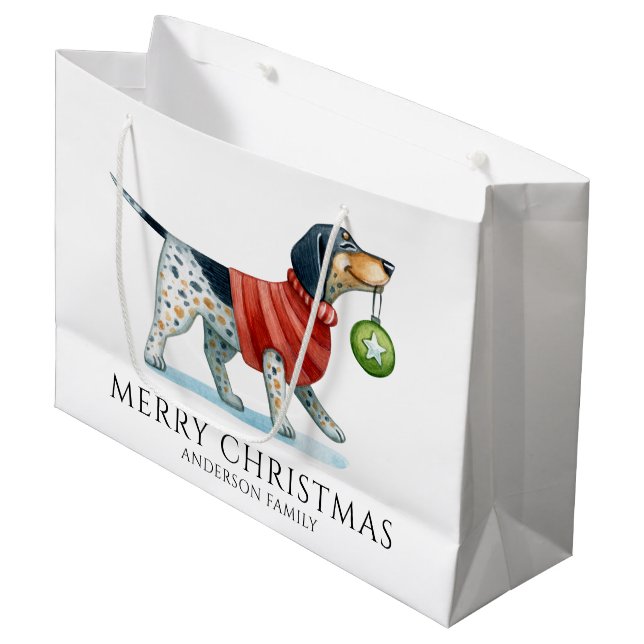 Sacola Para Presentes Grande Cachorro Bonito Personalizado Natal (Frente inclinada)