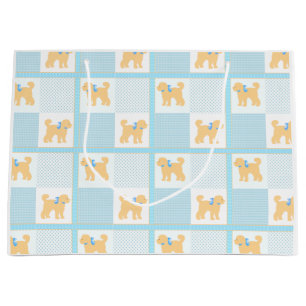 Sacola Para Presentes Grande Cachorro Cachorro Azul Amarelo Bonito Divertido