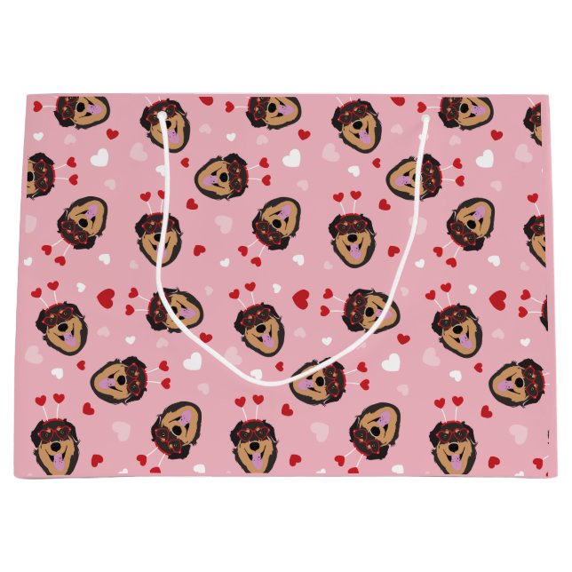 Sacola Para Presentes Grande Cachorro Cachorro Rosa Vermelho (Frente)