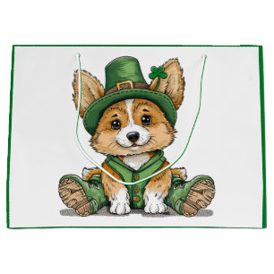 Sacola Para Presentes Grande Cachorro Corgi do Dia de Patrick