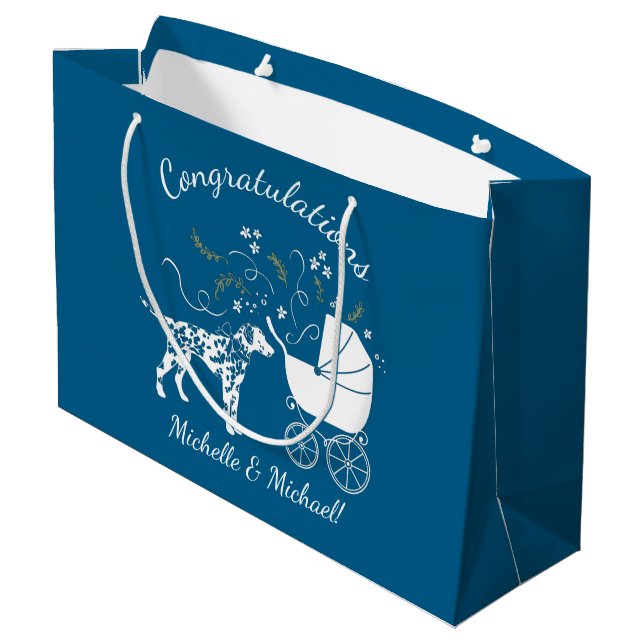 Sacola Para Presentes Grande Cachorro de Chá de fraldas Dalmático (Verso inclinado)