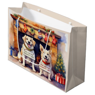 Sacola Para Presentes Grande Cachorro de Natal
