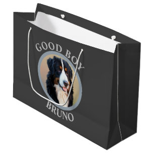 Sacola Para Presentes Grande Cachorro do bom menino adiciona texto fotográfico