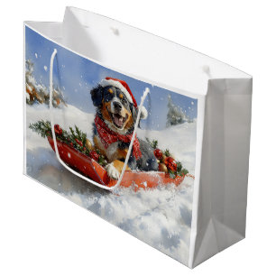 Sacola Para Presentes Grande Cachorro do Conhound Bluetick no Natal da Seiva