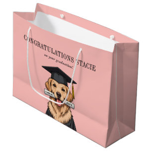 Sacola Para Presentes Grande Cachorro do Retriever do Ouro de Graduação Persona