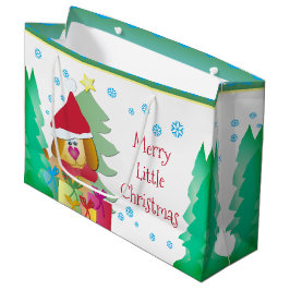 Sacola Para Presentes Grande Cachorro Feriado Branca Fúria Festivo