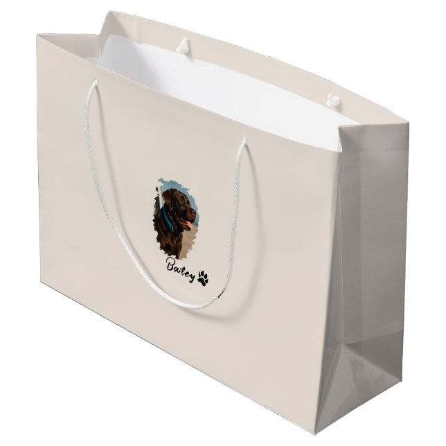 Sacola Para Presentes Grande Cachorro Labrador de Chocolate Bonito - Bailey | P (Verso inclinado)