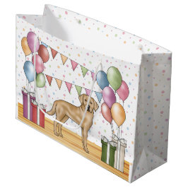 Sacola Para Presentes Grande Cachorro Labrador Retriever Amarelo Aniversário Co
