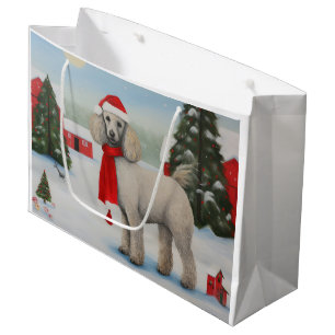 Sacola Para Presentes Grande Cachorro na Neve no Natal