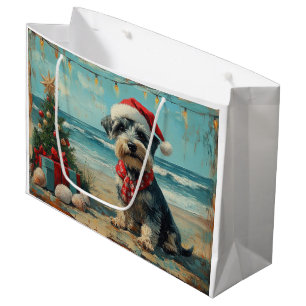 Sacola Para Presentes Grande Cachorro Schnauzer Natal Vintage Praia