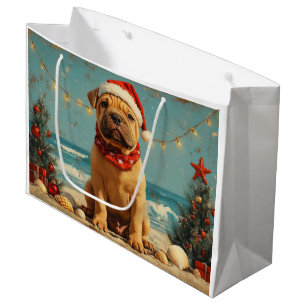 Sacola Para Presentes Grande Cachorro Shar Pei Natal Praia Vintage