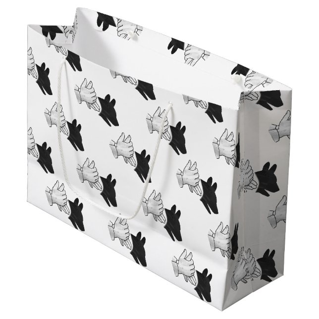 Sacola Para Presentes Grande Cachorro Silhouette Mão (Frente inclinada)