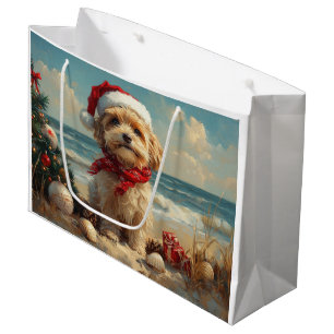 Sacola Para Presentes Grande Cachorro Terrier Tibetano Natal Praia Vintage