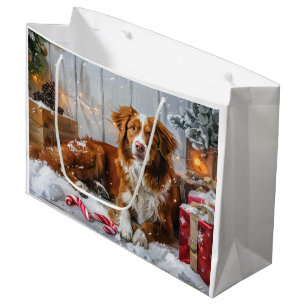 Sacola Para Presentes Grande Cachorro Toller de Pato da Nova Escócia Natal Fest