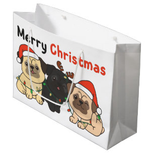 Sacola Para Presentes Grande Cachorros de Natal Cachorros Bons Feliz Natal La