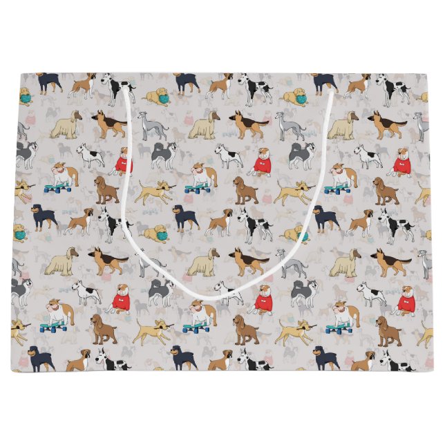 Sacola Para Presentes Grande Cães Bons Design Branco (Frente)