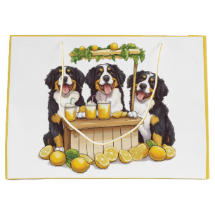 Sacola Para Presentes Grande Cães De Montanha Bernese Correndo Uma Pista De Lim