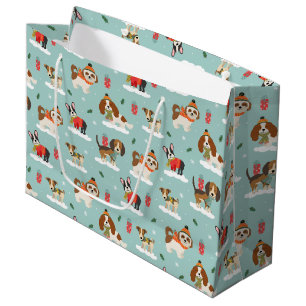 Sacola Para Presentes Grande Cães de Natal no Padrão Cozy Scarves