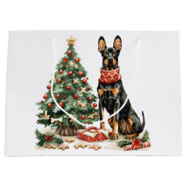 Sacola Para Presentes Grande Cães Dobermann de Natal