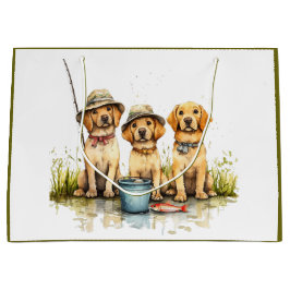 Sacola Para Presentes Grande Cães Labrador Retriever Pescando