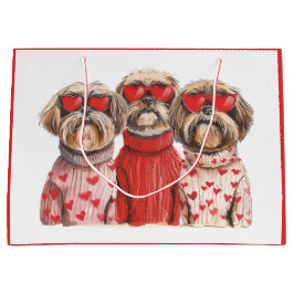 Sacola Para Presentes Grande Cães Shih Tzu no Dia dos Namorados