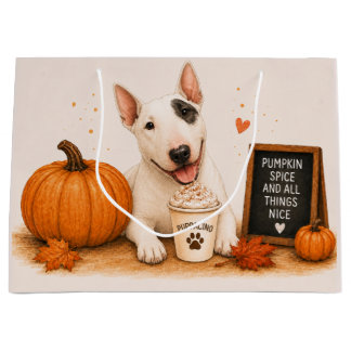 Sacola Para Presentes Grande Café Bull Terrier Pumpkin Spice
