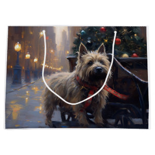 Sacola Para Presentes Grande Cairn Terrier Christmas Fesason Season