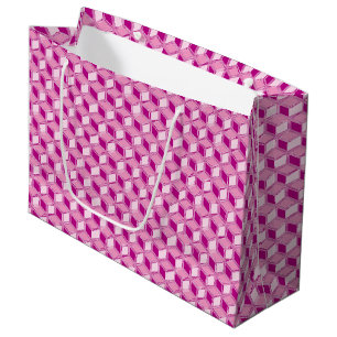 Sacola Para Presentes Grande Caixas 3d cromo - cor-de-rosa fuchsia