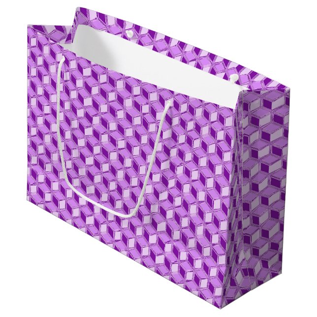 Sacola Para Presentes Grande Caixas 3d cromo - violeta roxa (Frente inclinada)